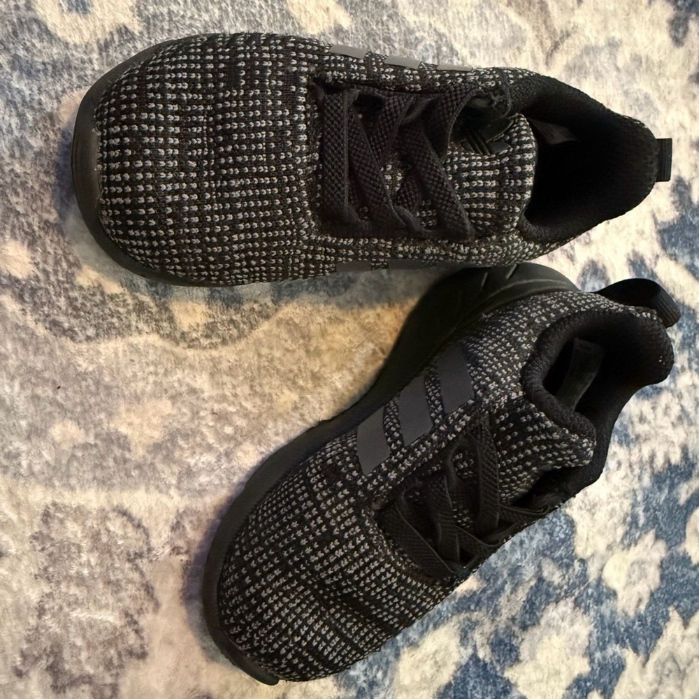 Adidas Black and Gray Sneakers with Knit Upper